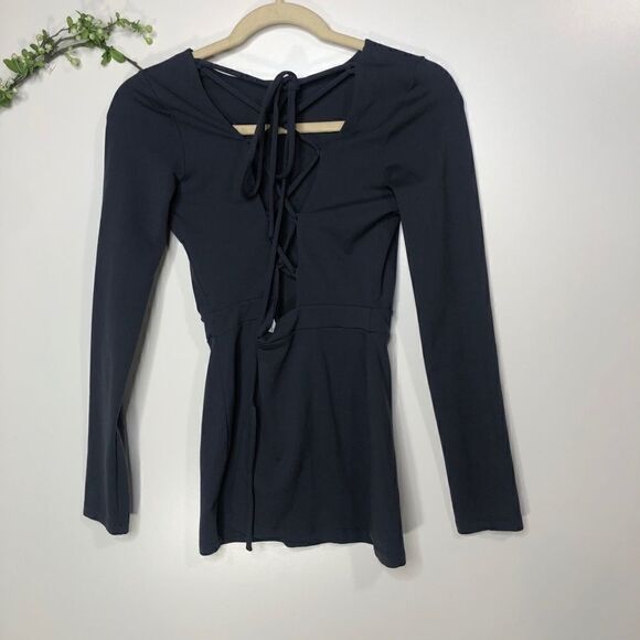 Susana Monaco Dark Gray Tie Up Back Top - Picture 8 of 11